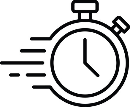 Fast delivery stopwatch line icon isolated on white background representing quick response speed express service countdown