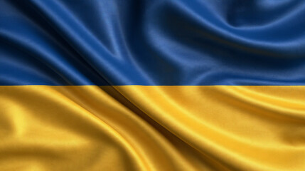 Waving fabric flag of Ukraine with smooth folds and soft lighting. Perfect symbol for national pride and independence concepts.