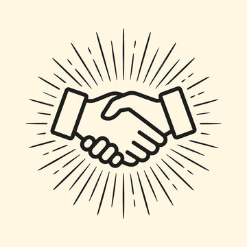 Handshake icon illustration representing agreement, partnership, trust, and collaboration in business, teamwork, and professional communication