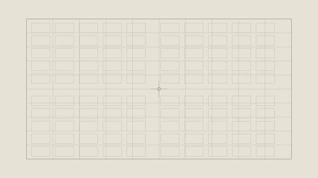 Architectural top-down motion graphic showing a 100-unit subsidized housing development forming from precise site plan sketches into a complete residential masterplan with houses, roads, plots, infras