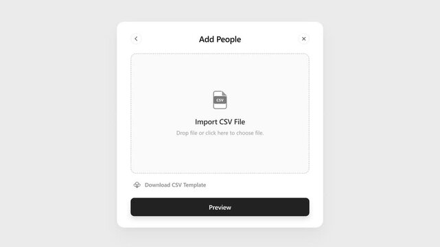 User interface design template for importing spreadsheet data in software application
