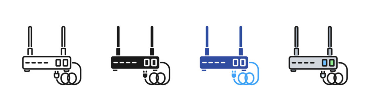 Telecommunications Contractor icon set multiple style collection