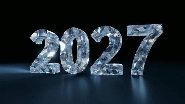 透き通る氷の結晶がきらめく2027の数字