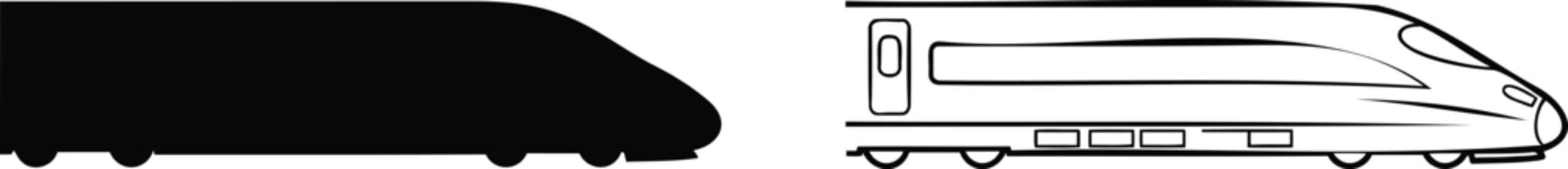 Mtc Train Silhouette, Black and White Vector Graphic. Transportation Icon, Railway Design Element