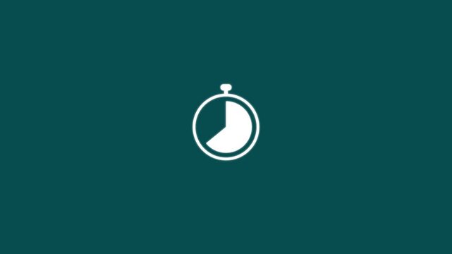Stopwatch appearing then counting down for 10 seconds. stopwatch start to stop round completion animation. Clock Countdown Animation on Screen 4K video animation.