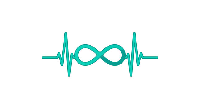 Infinity sign combined with medical health vital sign wave