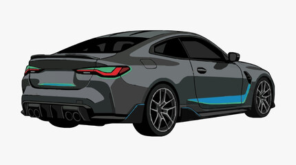 Fototapeta premium Stylish Sport Coupe Car Back View with Dynamic Accent Lines and Racing Wheels
