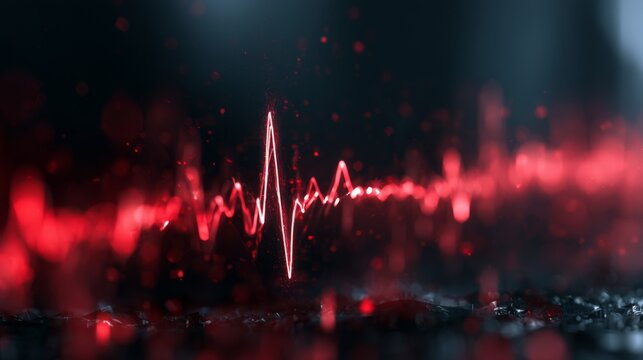 Abstract red sound wave illustration with dynamic visual effects on a dark background representing audio signals and frequency modulation concepts.
