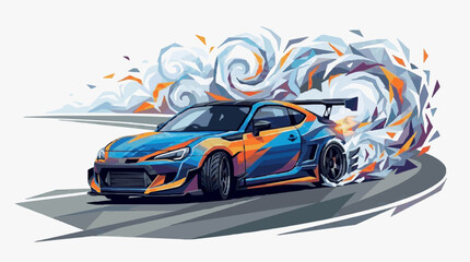Fototapeta premium High Performance Racing Car Drifting with Dynamic Smoke Trails