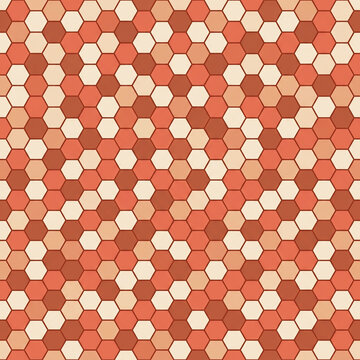 Honeycomb Bracket Lattice Seamless Pattern in Coral and Cream Lattice Geometric Lunar New Year Background