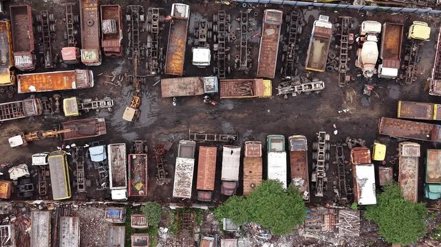 Vehicle scrapyard aerial automobile salvage industry