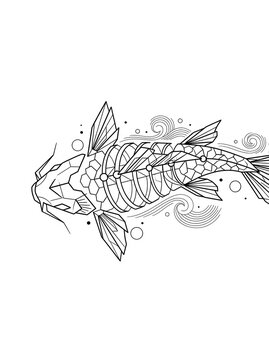 Geometric koi tattoo design