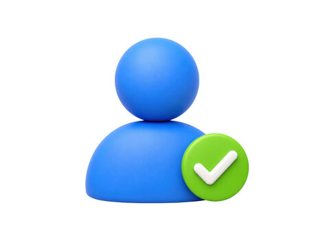 Blue user profile icon with green checkmark badge signifying a verified account status on social platforms.