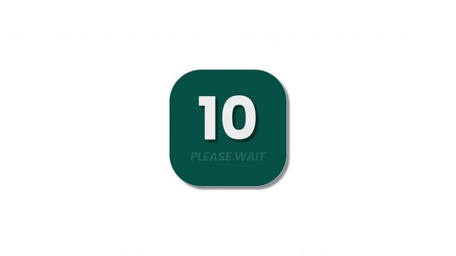 15 second countdown timer in green square with please wait text