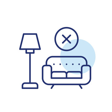 Furniture restriction, seating ban. Pixel perfect, editable stroke vector icon