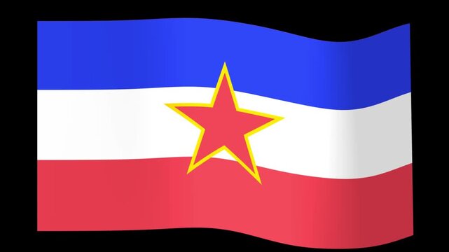 Waving flag of the former Socialist Federal Republic of Yugoslavia with a red star symbol on a black background