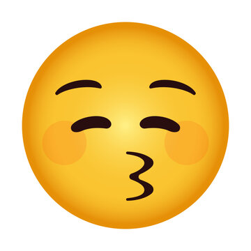 Kissing emoji face with closed eyes, rosy cheeks, and puckered lips . perfect for affectionate, romantic, or kiss-themed designs on apparel, mugs, and stickers.