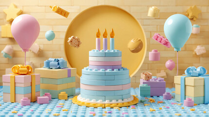 Fototapeta premium LEGO decoration birthday cake