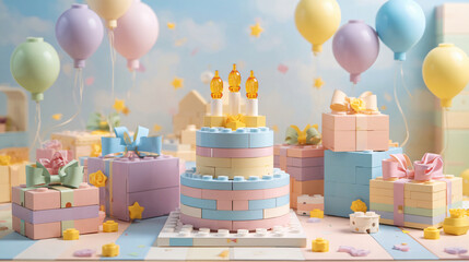Fototapeta premium Lego outdoor birthday cake