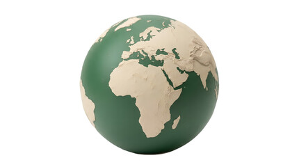 Fototapeta premium Minimalist green and white globe model on a plain background as cut out PNG