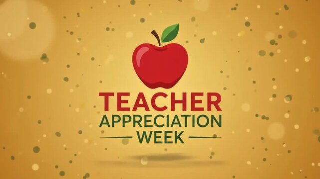 Teacher Appreciation Week Apple Greeting Background Style Animation 4k