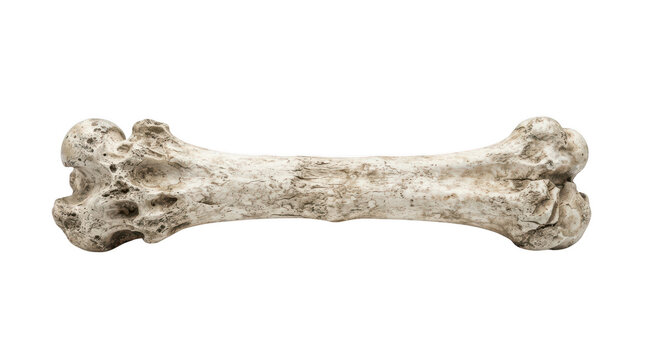 Old weathered animal bone isolated on transparent background