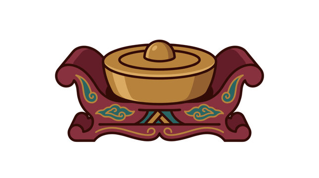 Traditional Indonesian Gamelan Bonang Instrument Vector Illustration Isolated on White Background