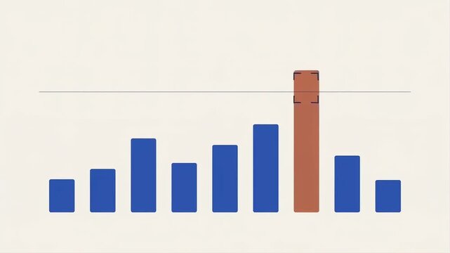Cloud cost anomaly detection animation showing stable resource spending bars, one sudden cost spike, focused analysis, and clear optimization feedback in a bold data style.