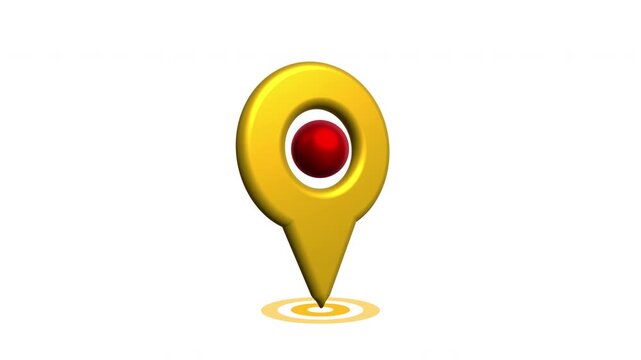Golden Location Pin Pointer Animation on Transparent Alpha Channel 4K