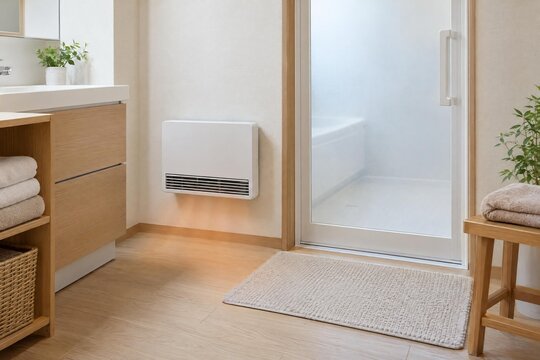 Japanese washroom heat shock prevention with wall heater