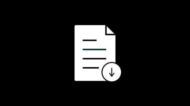 Document Download Icon Animation, File Saving and Transfer Concept. 4K Stock Video for Business Technology HD