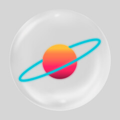 Neon Saturn clear bubble element design © Rawpixel.com