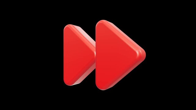 Glossy red 3D fast forward double arrow symbol