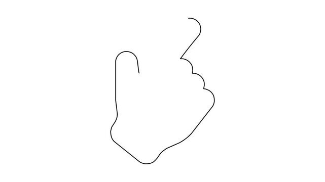 Continuous line drawing animation of hand finger pointing upward on clean white background.