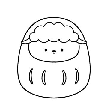白黒　かわいい羊だるま