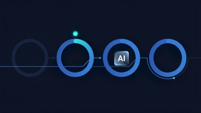 AI deployment readiness check animation showing a model passing through approval gates before entering production in a clean and stable enterprise workflow.