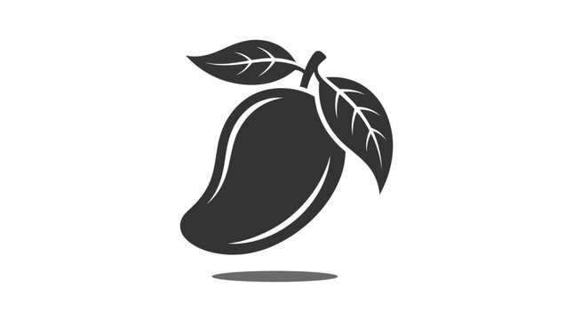 Minimalist flat vector logo of a single mango fruit.