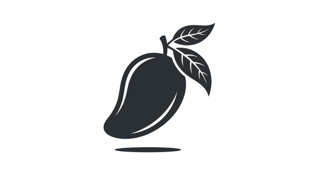 Minimalist flat vector logo of a single mango fruit.