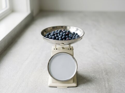 Fresh Round Berries on Kitchen Scale