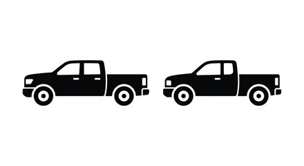 Obraz premium Two black silhouette pickups are displayed side by side against a white background