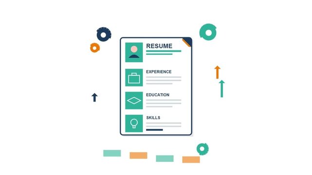 Vector illustration of a professional resume concept with education, experience, and skills sections