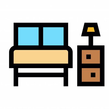 Bedroom Color style, animation icon for social media, presentations, videos, websites, etc. No background, Alpha channel.	
