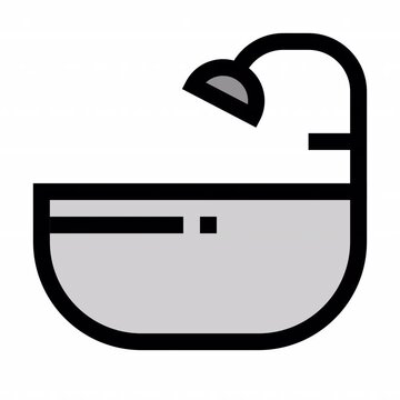 Bathtub Color style, animation icon for social media, presentations, videos, websites, etc. No background, Alpha channel.	
