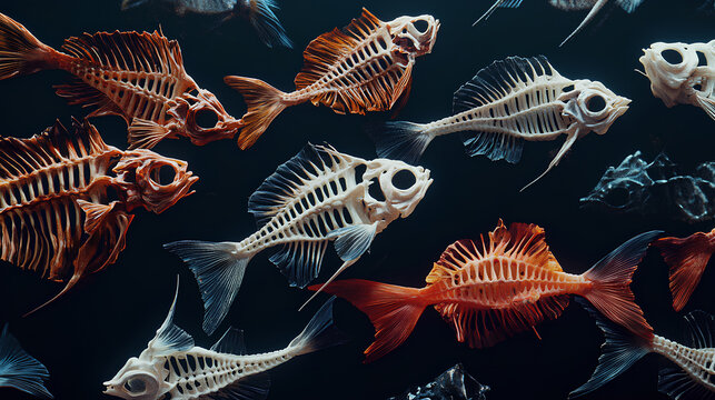 3D animated painting of a fish bone structure