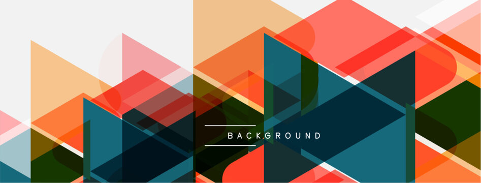 Abstract geometric shapes overlap. Colors include orange, teal, peach, gray. Modern design with text background. Minimalist aesthetic.