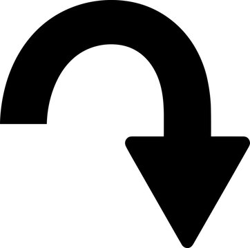 Black arrow curving and pointing downwards
