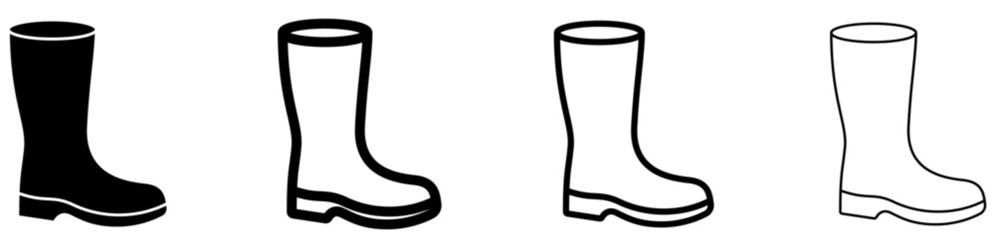 Wellington boot mixed style icon set for rainy weather