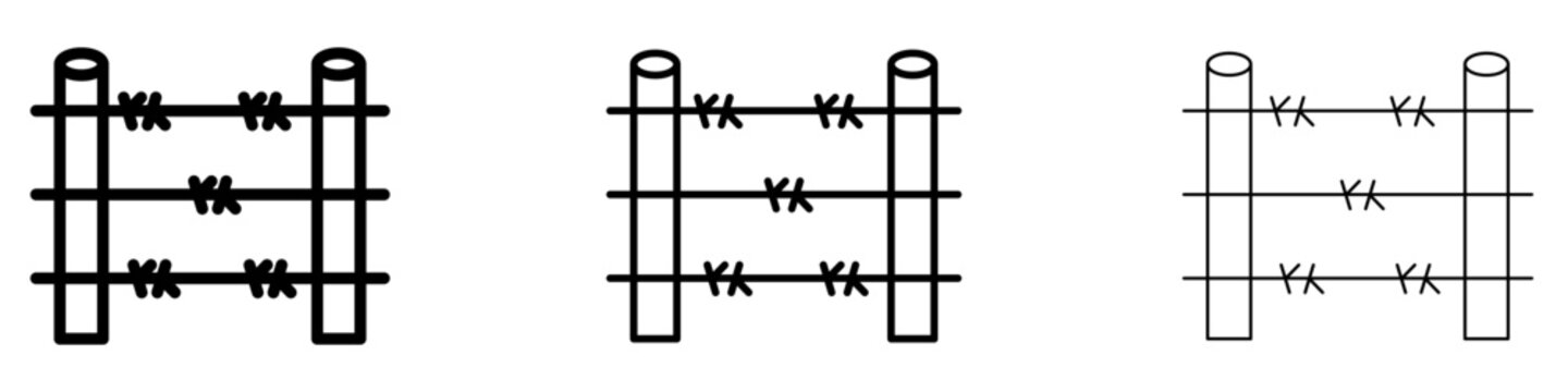 Barbed wire fence flat icon for security and protection