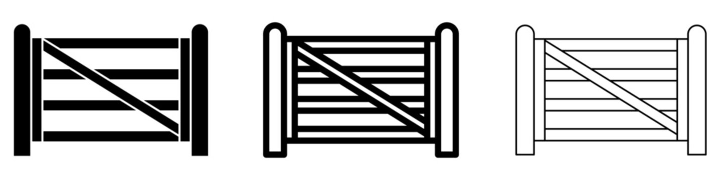 Farm gate line icon for property entrance