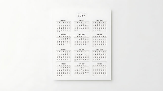 Simple monthly calendar with dates and holidays